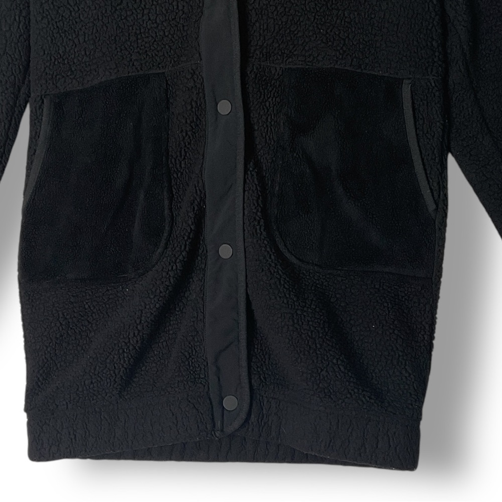 Athleta Girl Jacket Sz L So Toasty Tugga Long Sherpa Hooded Athletic Black - Picture 4 of 14